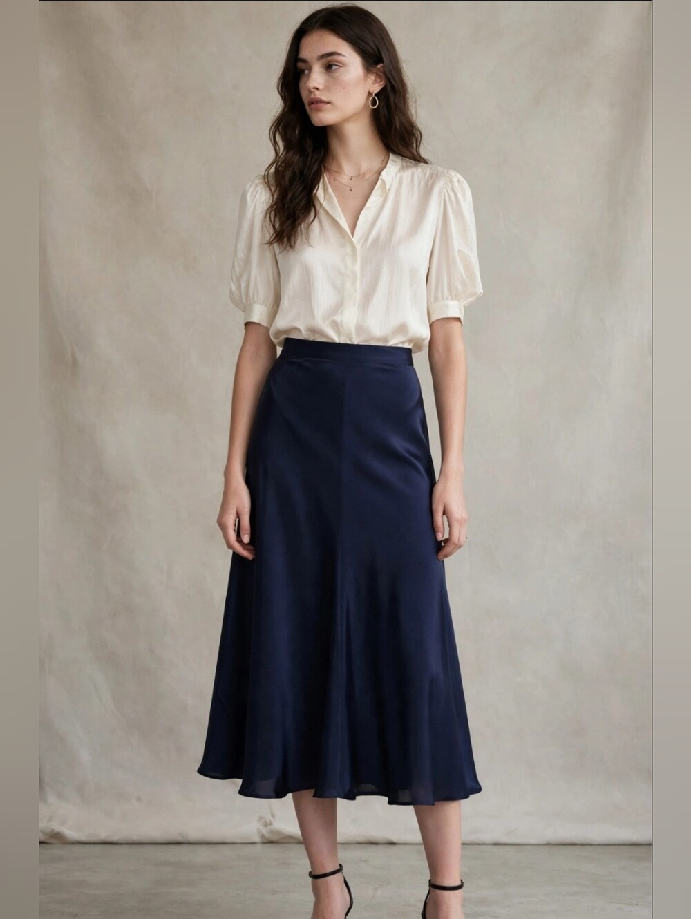 Vintage RALPH LAUREN Navy Silk Skirt
